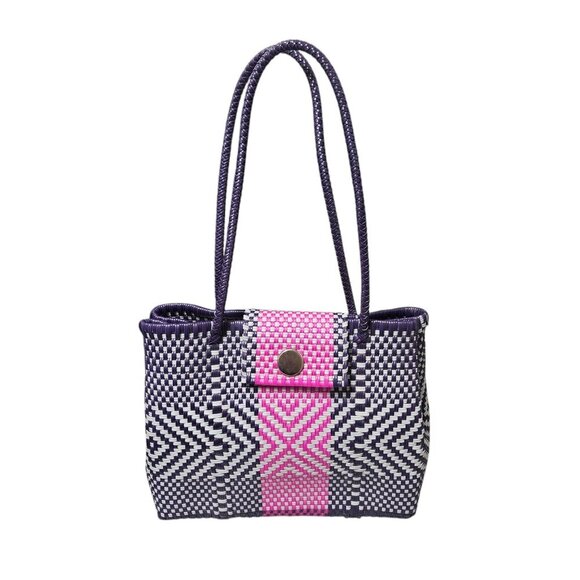 Unbranded Handbags - Plastic Woven Purple and Pink Shoulder Beach Bag Tote - Magnet Snaps - NWOT!!!